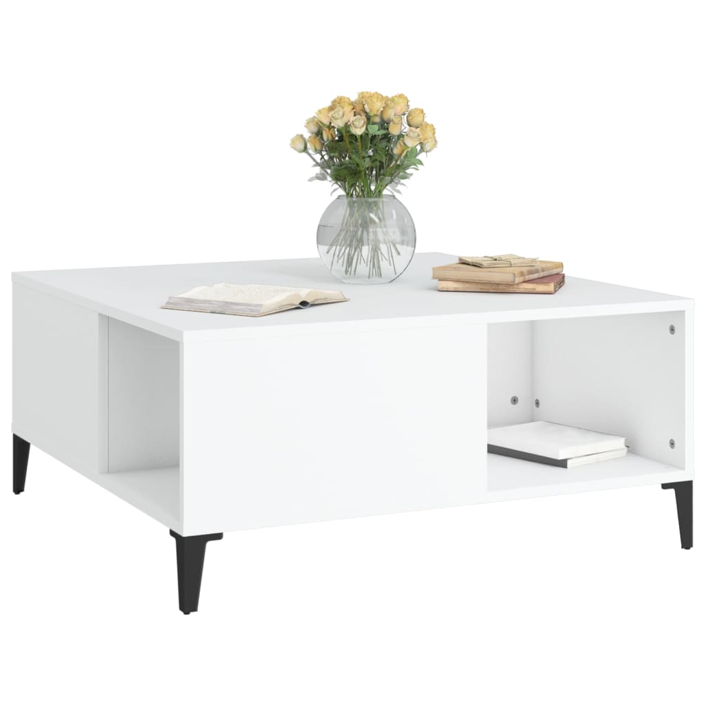 vidaXL Mesa de centro 80x80x36,5 cm derivados de madeira branco