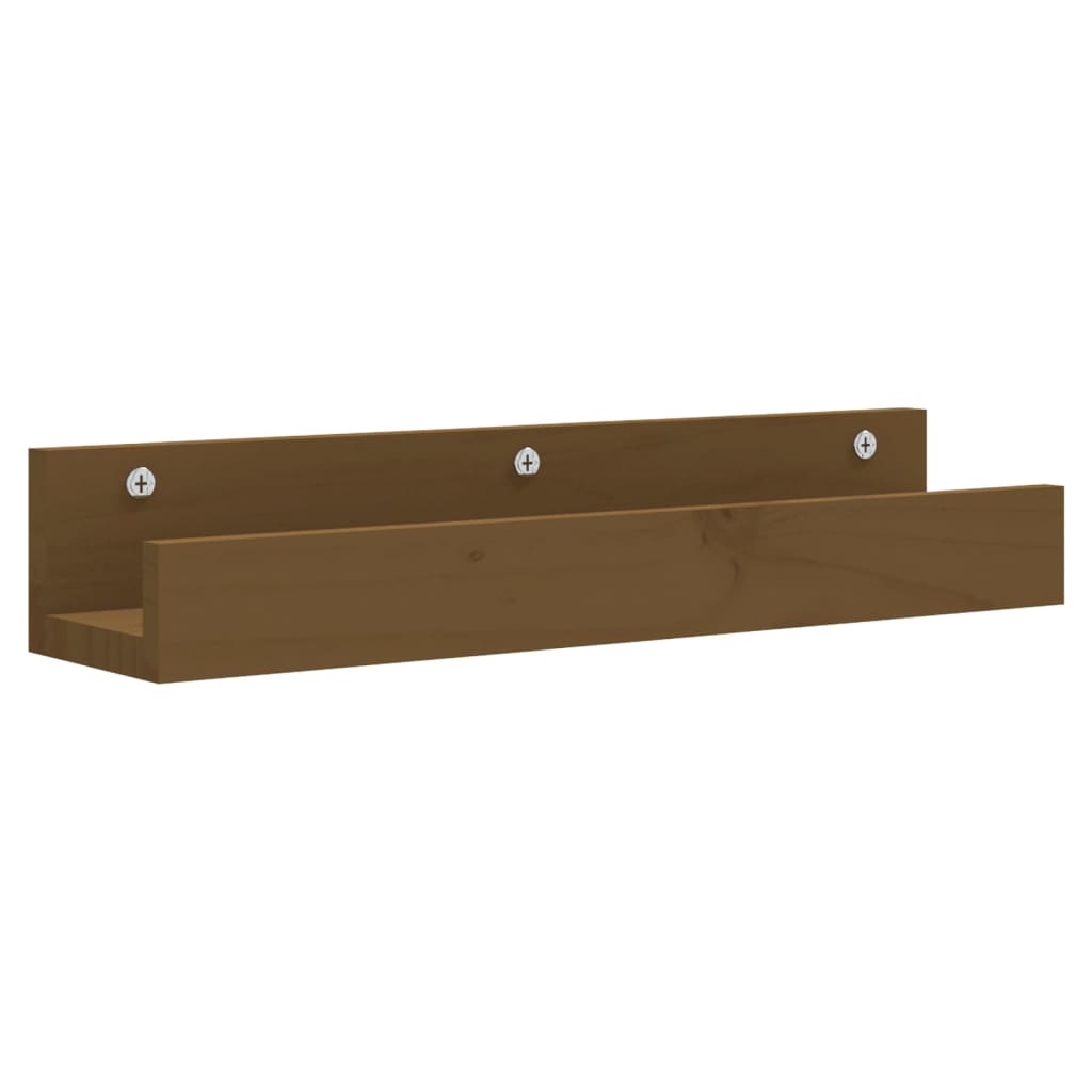 vidaXL Prateleiras de parede 2 pcs 50x12x9cm pinho maciço castanho-mel