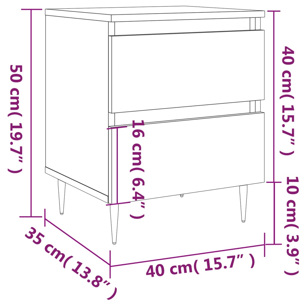 vidaXL Mesas de cabeceira 2 pcs derivados de madeira cinzento cimento