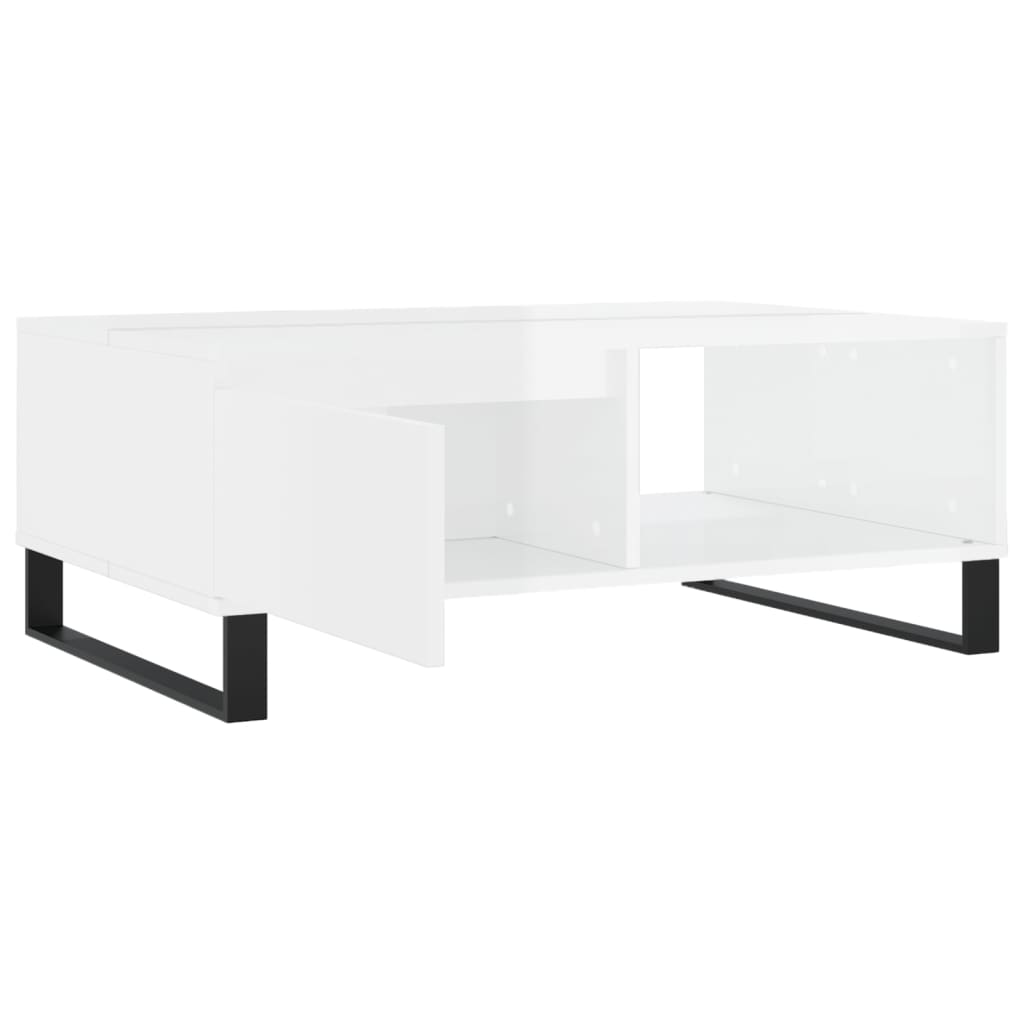 vidaXL Mesa de centro 90x60x35cm derivados de madeira branco brilhante