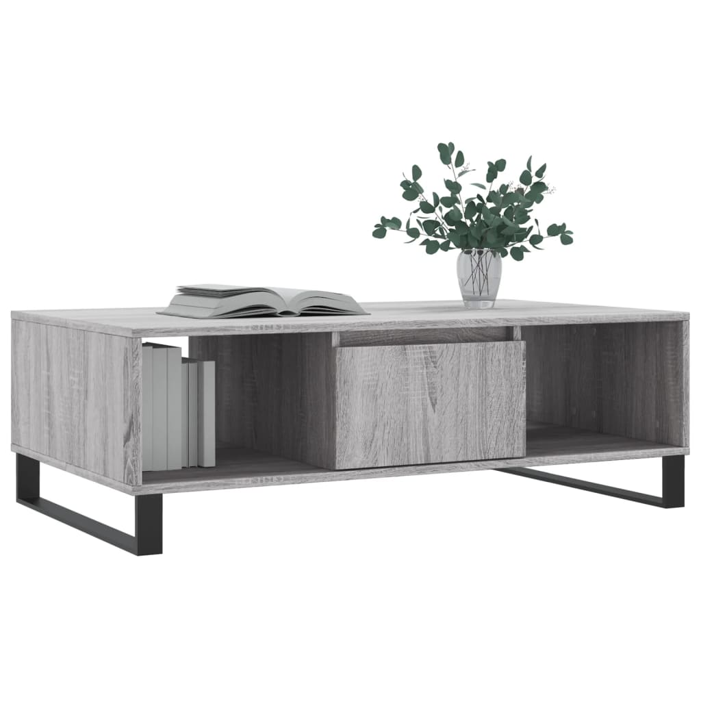 vidaXL Mesa de centro 104x60x35 cm derivados madeira cinzento sonoma