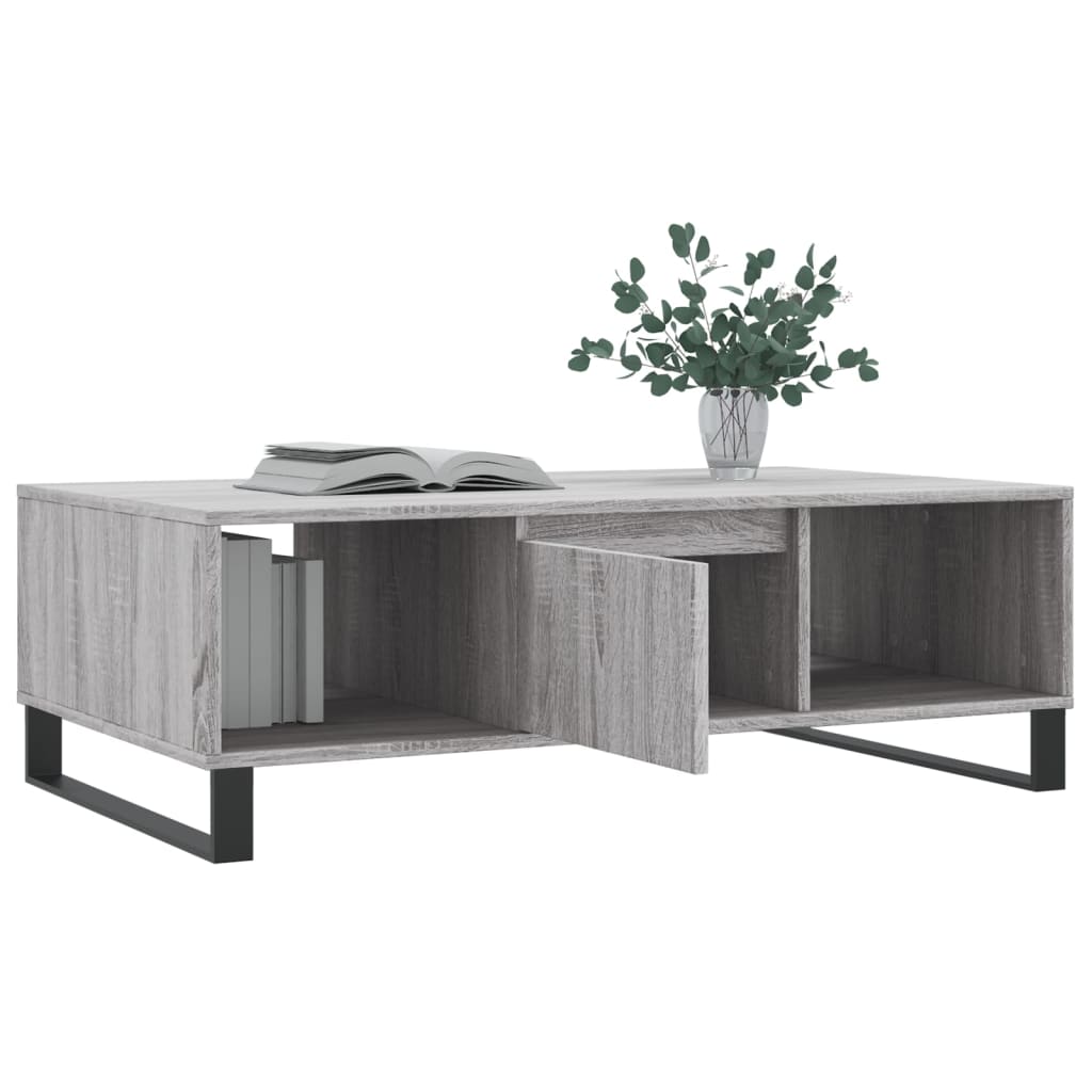 vidaXL Mesa de centro 104x60x35 cm derivados madeira cinzento sonoma