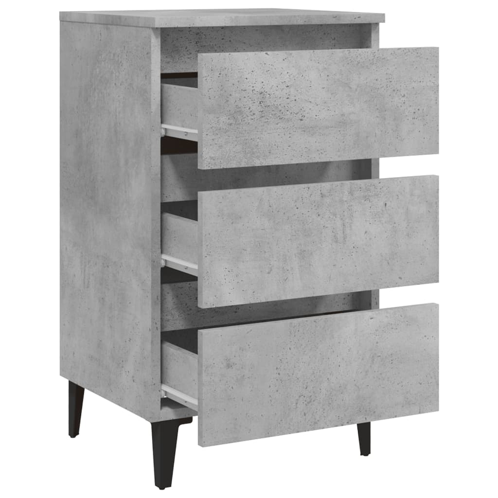 vidaXL Mesa cabeceira c/ pernas de metal 40x35x69 cm cinzento cimento