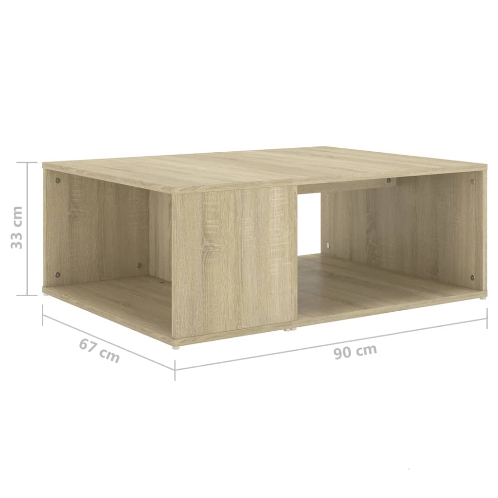 vidaXL Mesa de centro 90x67x33 cm contraplacado carvalho sonoma