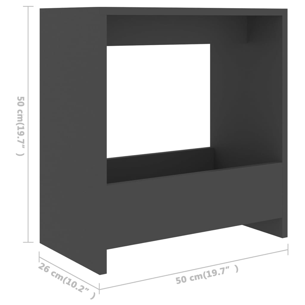 vidaXL Mesa de apoio 50x26x50 cm contraplacado cinzento