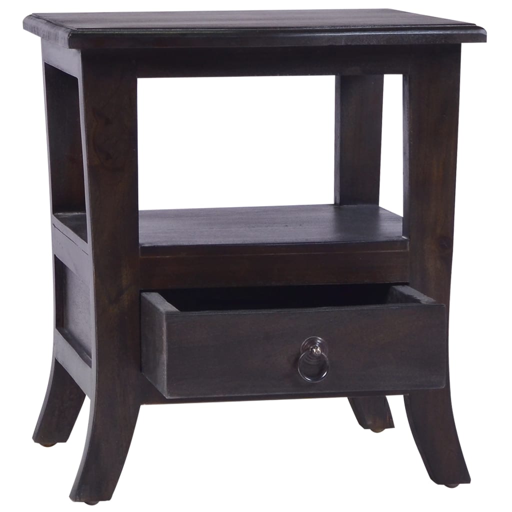 vidaXL Mesa de cabeceira 40x40x45 cm mogno maciço preto claro