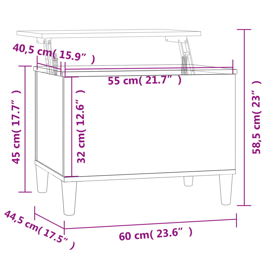 vidaXL Mesa de centro 60x44,5x45 cm derivados de madeira cinza sonoma