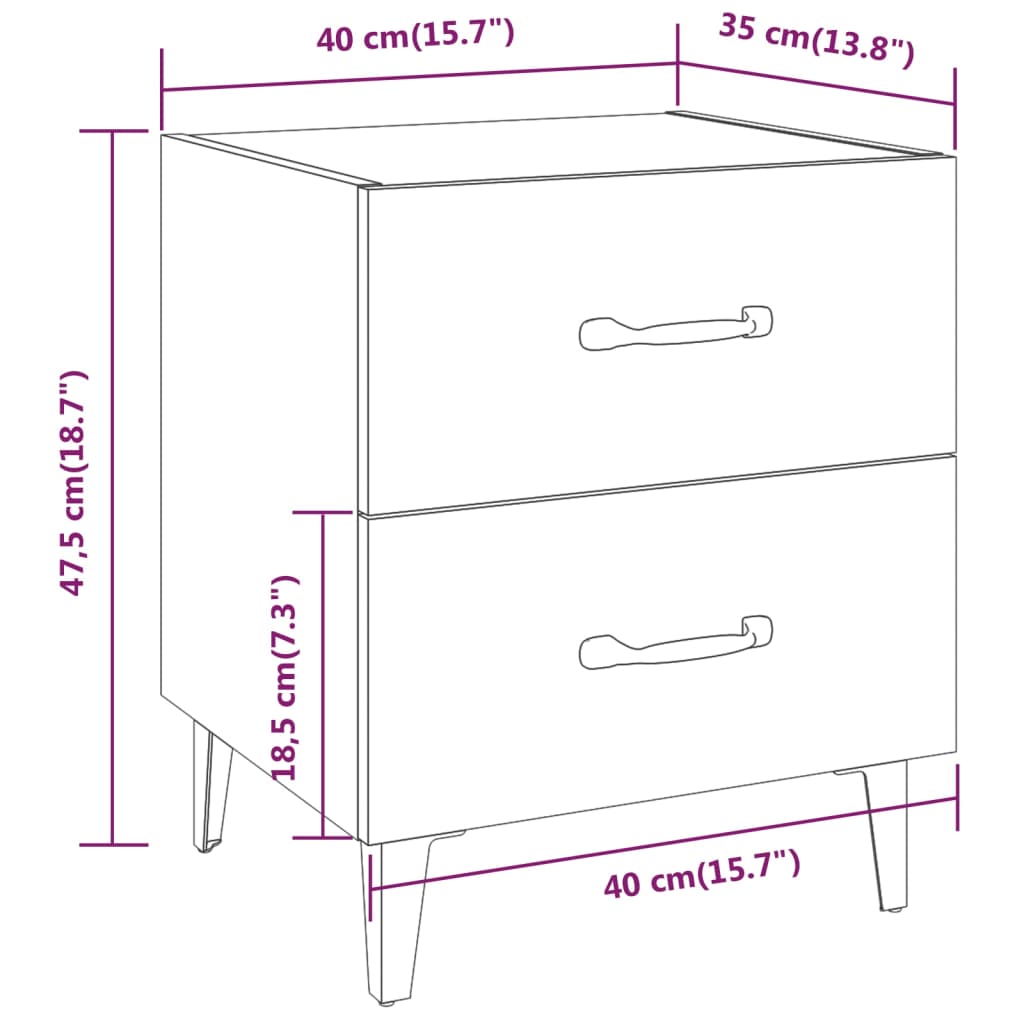 vidaXL Mesa de cabeceira 40x35x47,5 cm cor carvalho sonoma