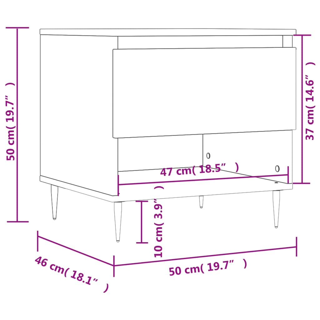 vidaXL Mesa de centro 50x46x50 cm derivados de madeira cinzento sonoma