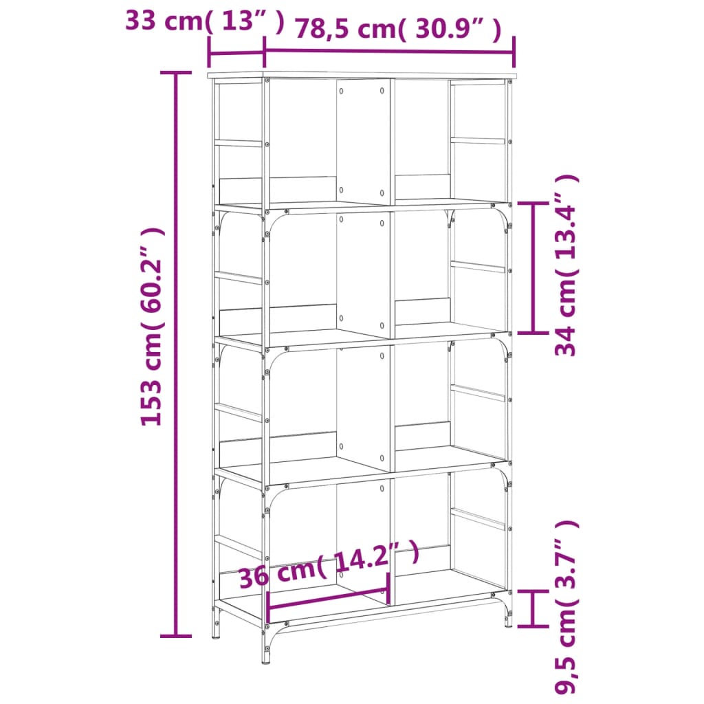 vidaXL Estante 78,5x33x153 cm derivados de madeira carvalho sonoma