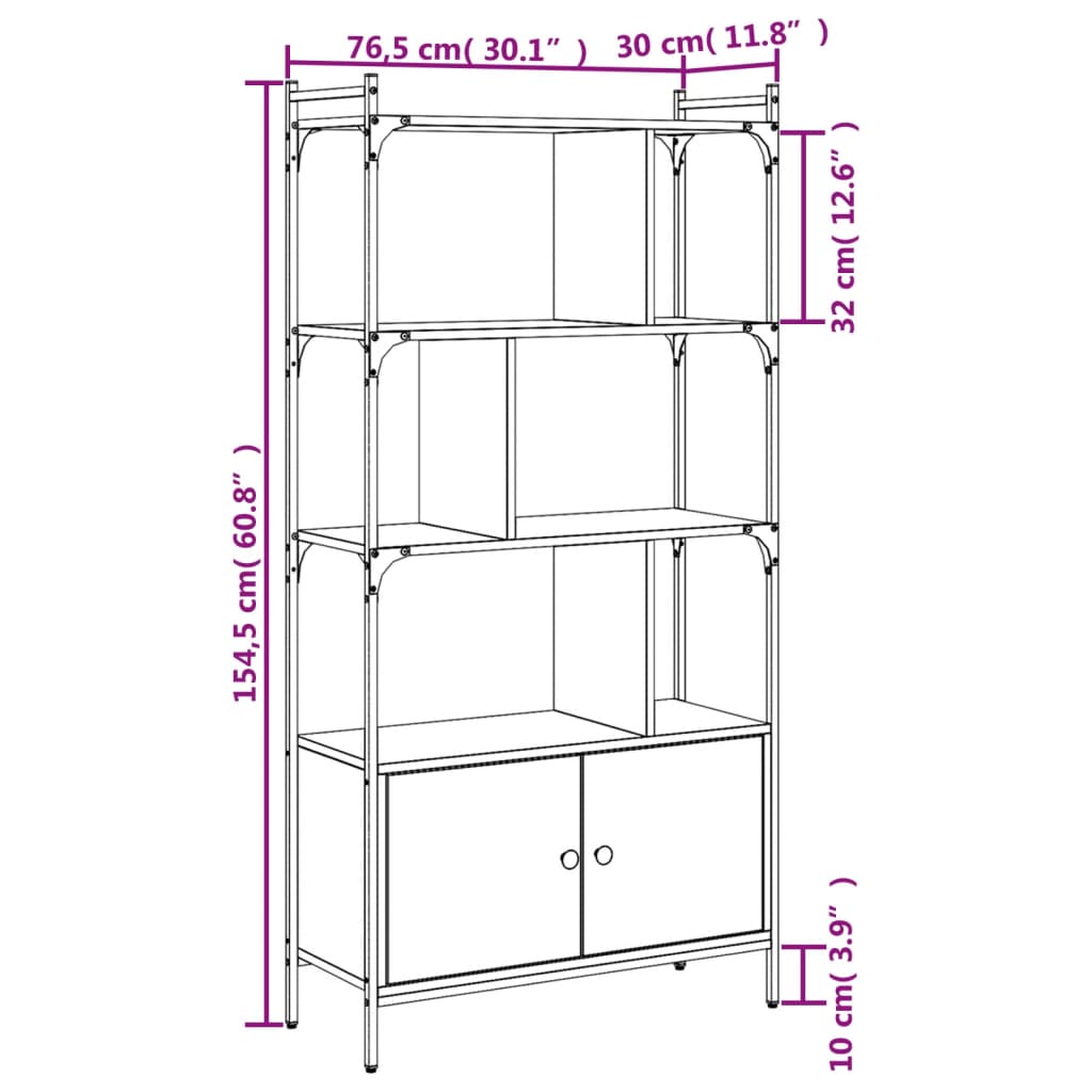 vidaXL Estante com portas 76,5x30x154,5 cm carvalho castanho