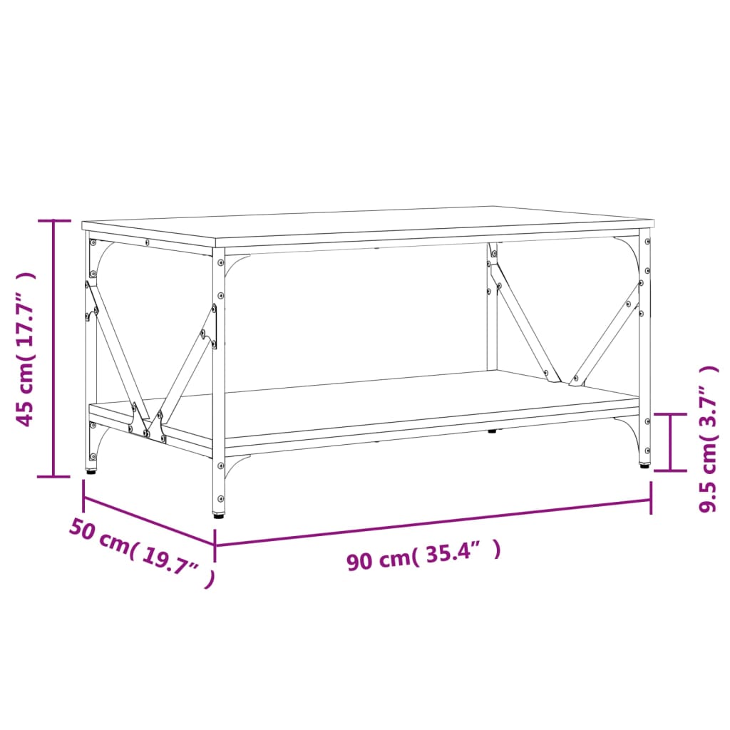 vidaXL Mesa de centro 90x50x45 cm derivados madeira preto