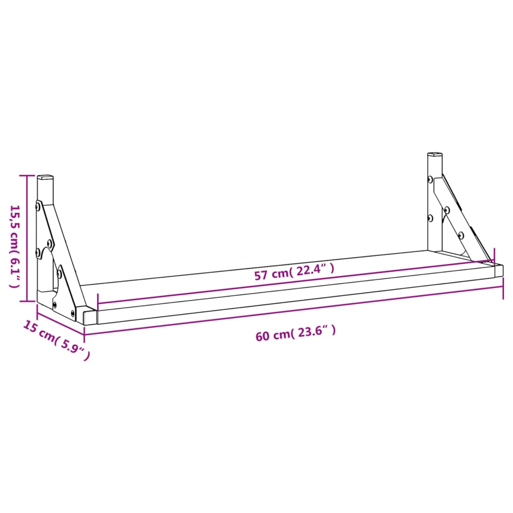 vidaXL Prateleiras de parede 2 pcs 60x15x15,5 cm carvalho sonoma