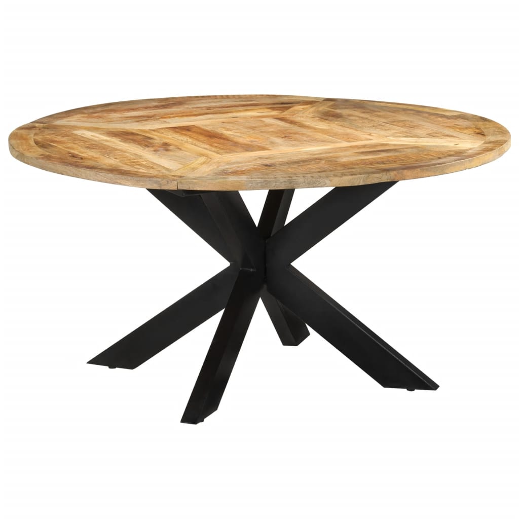 vidaXL Mesa de jantar Ø150x76 cm madeira de mangueira maciça áspera