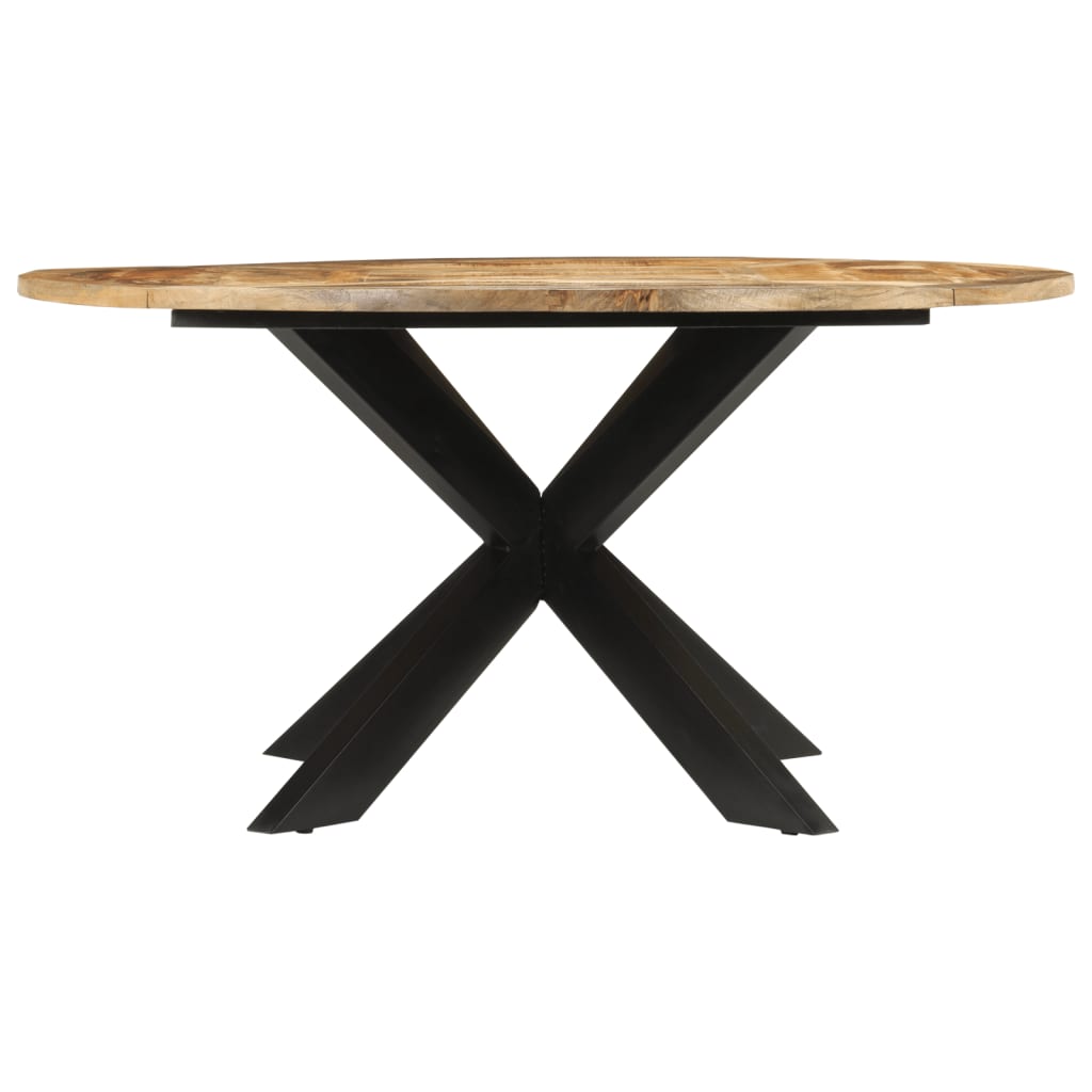 vidaXL Mesa de jantar Ø150x76 cm madeira de mangueira maciça áspera