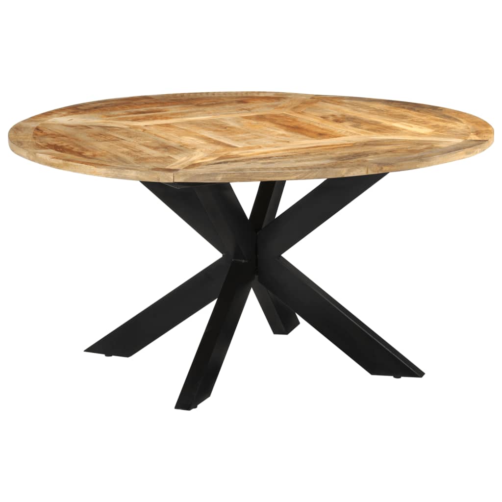 vidaXL Mesa de jantar Ø150x76 cm madeira de mangueira maciça áspera