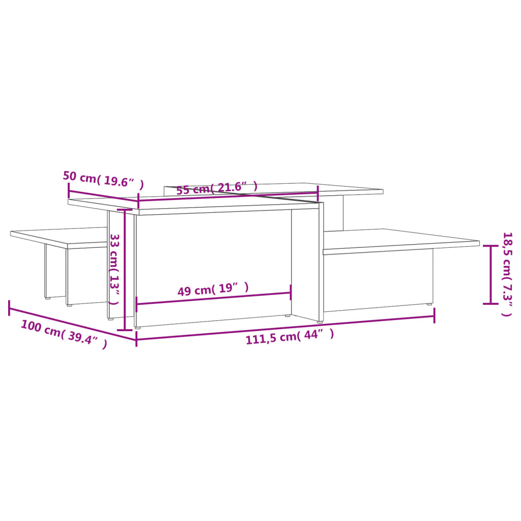 vidaXL Mesas de centro 2 pcs derivados de madeira preto