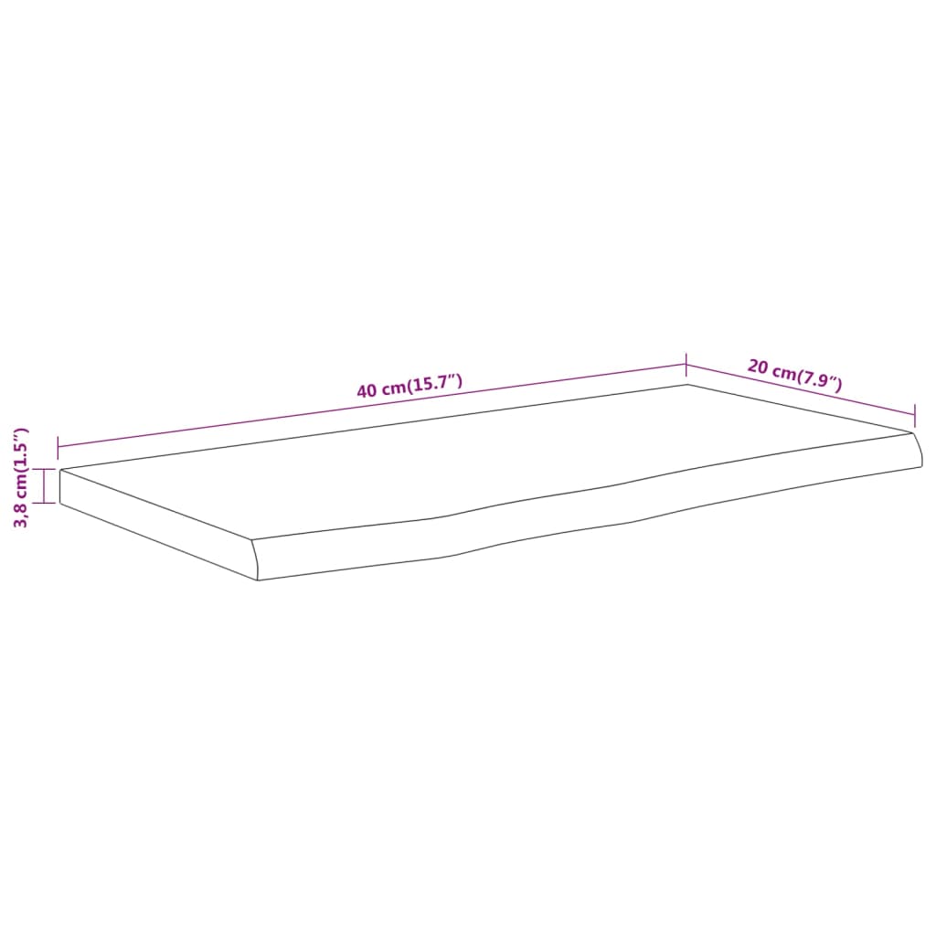 vidaXL Prateleira de parede retangular 40x20x3,8 cm acácia maciça