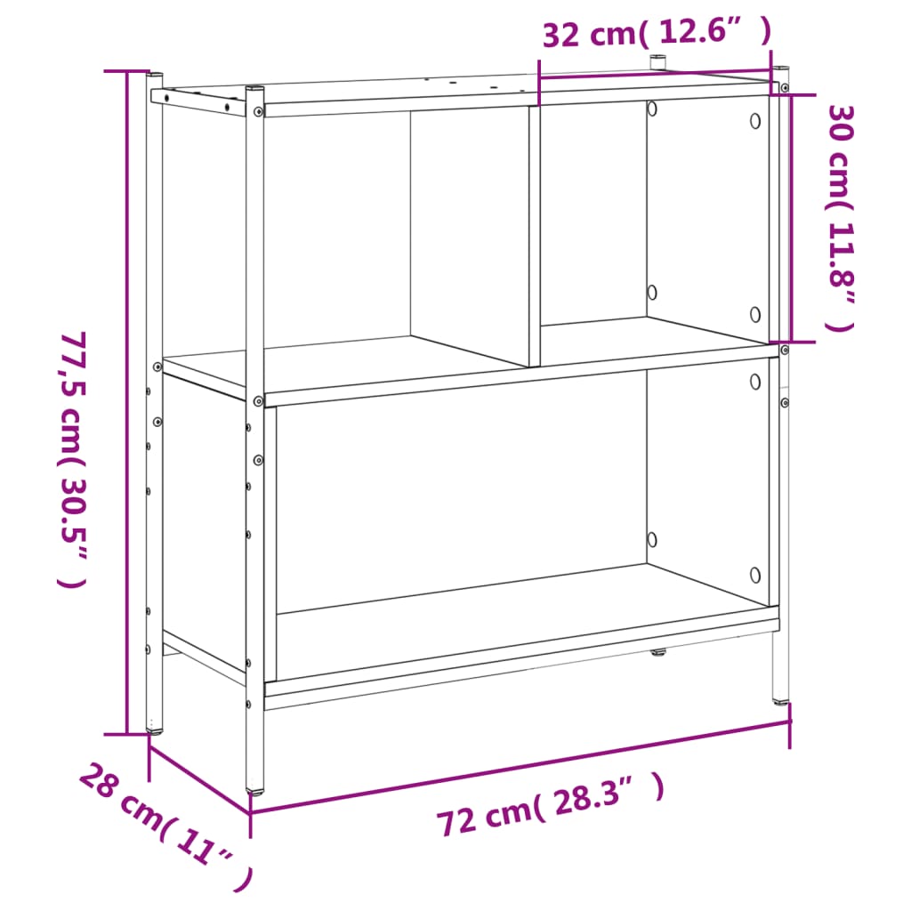 vidaXL Estante 72x28x77,5 cm derivados de madeira preto