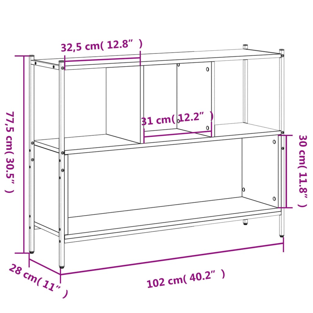 vidaXL Estante 102x28x77,5 cm derivados de madeira cinzento sonoma