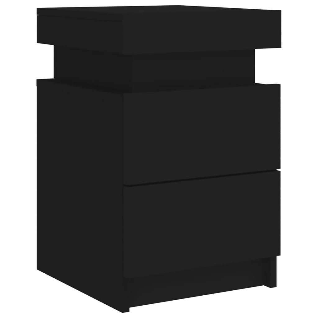 vidaXL Mesa de cabeceira com luzes LED 35x39x55 cm preto