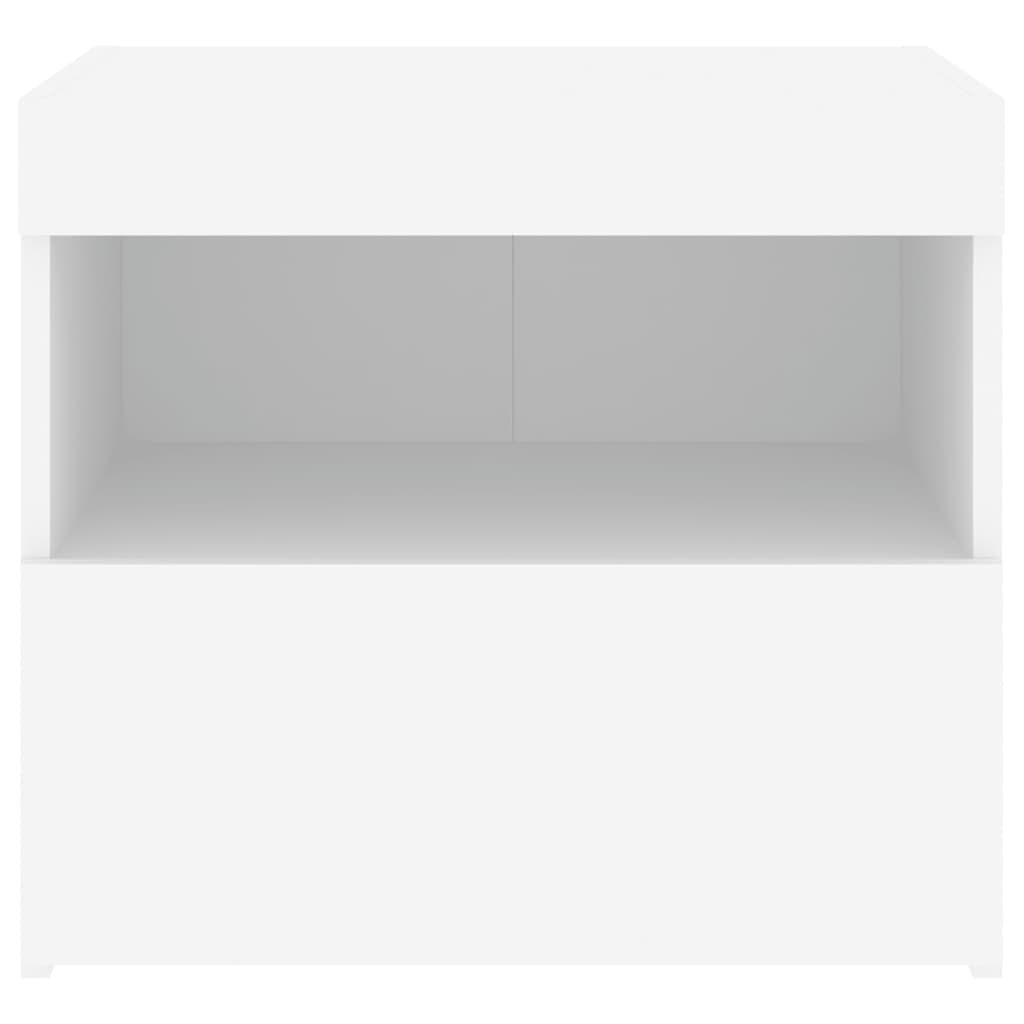 vidaXL Mesas de cabeceira c/ luzes LED 2 pcs 50x40x45 cm branco