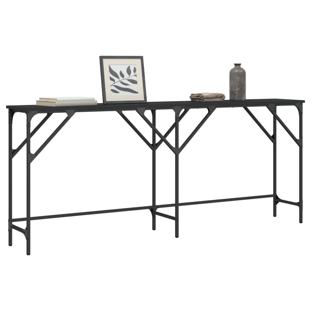 vidaXL Mesa consola 180x29x75 cm derivados de madeira preto