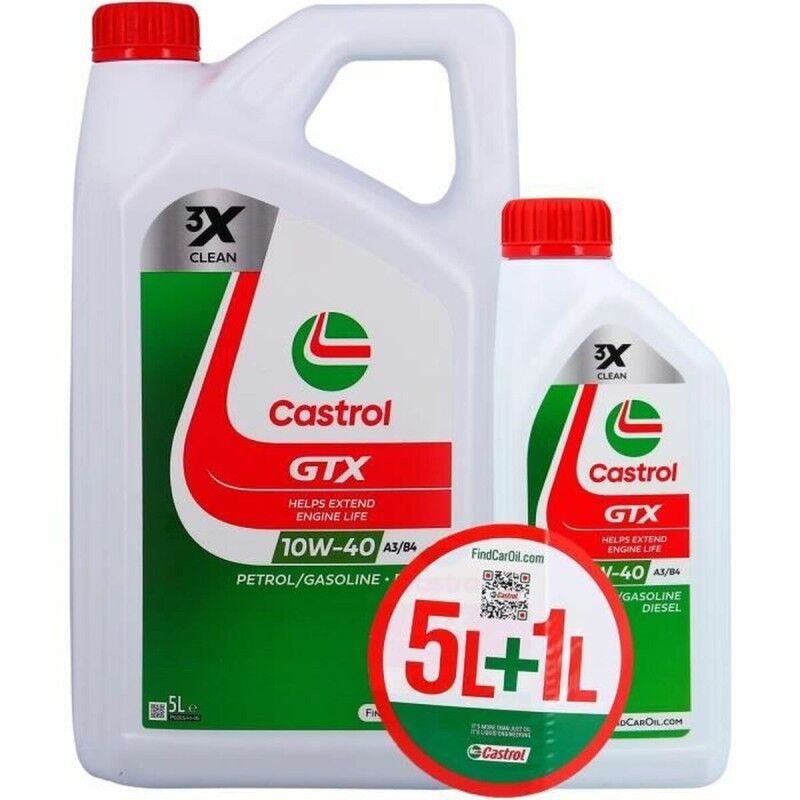 Castrol|Óleo de Motor para Automóveis Castrol GTX 10W 40 6 L Castrol|Óleo de Motor para Automóveis Castrol GTX 10W 40 6 L