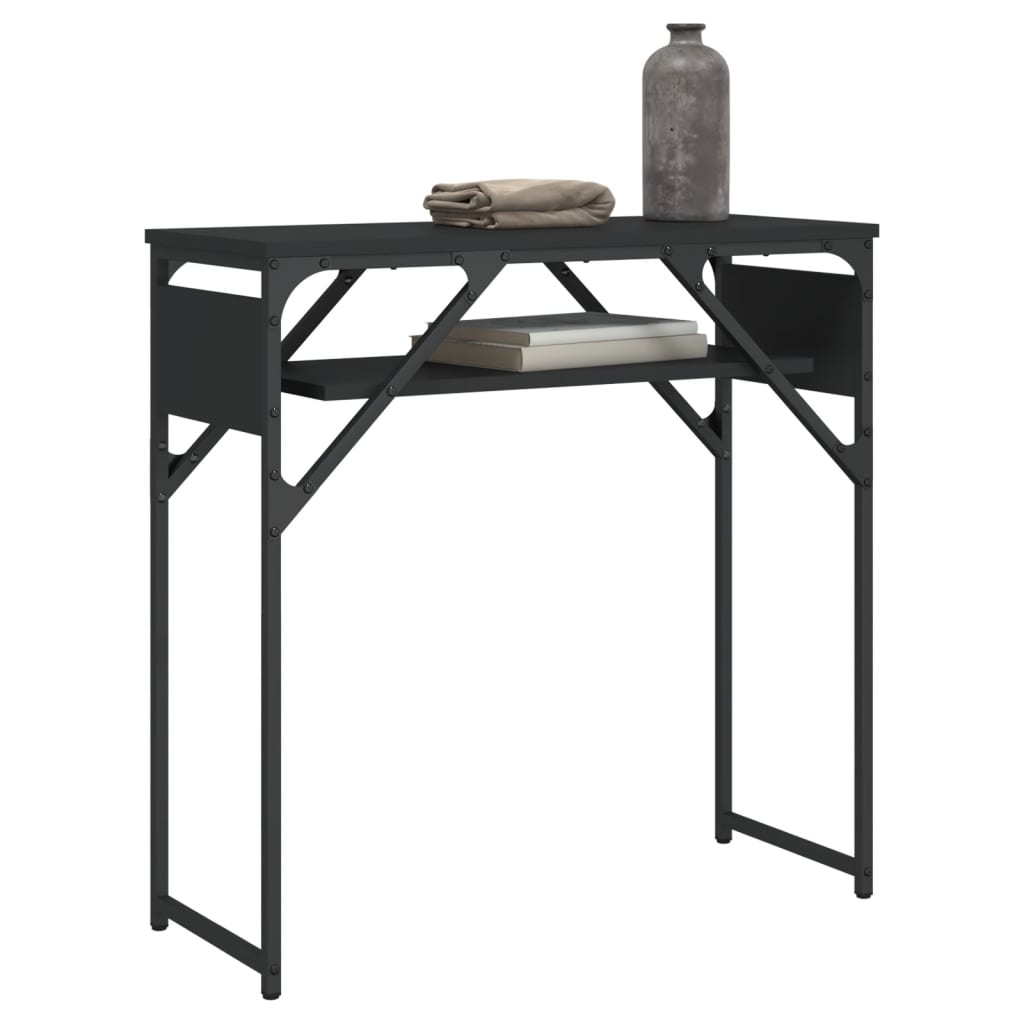 vidaXL Mesa consola c/ prateleira 75x30x75 cm derivados madeira preto