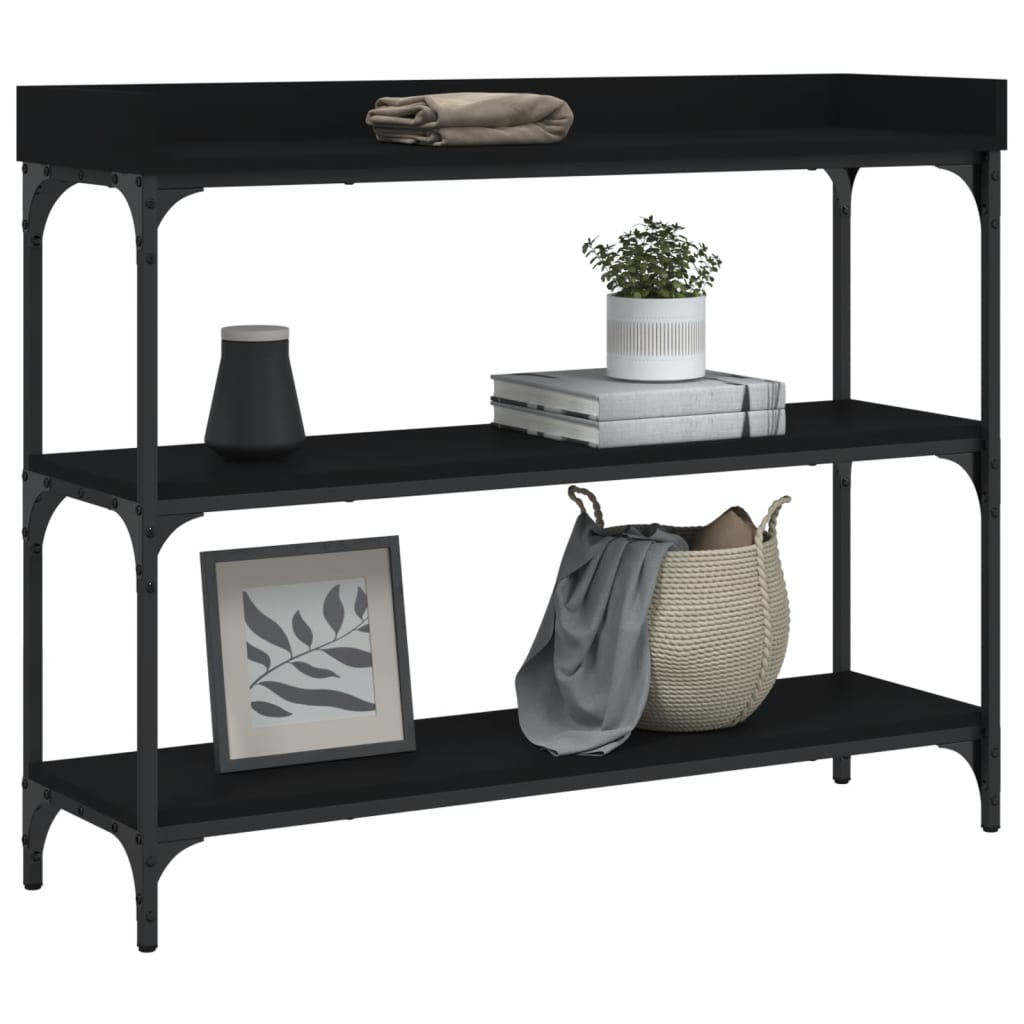 vidaXL Mesa consola c/ prateleiras 100x30x80 cm preto