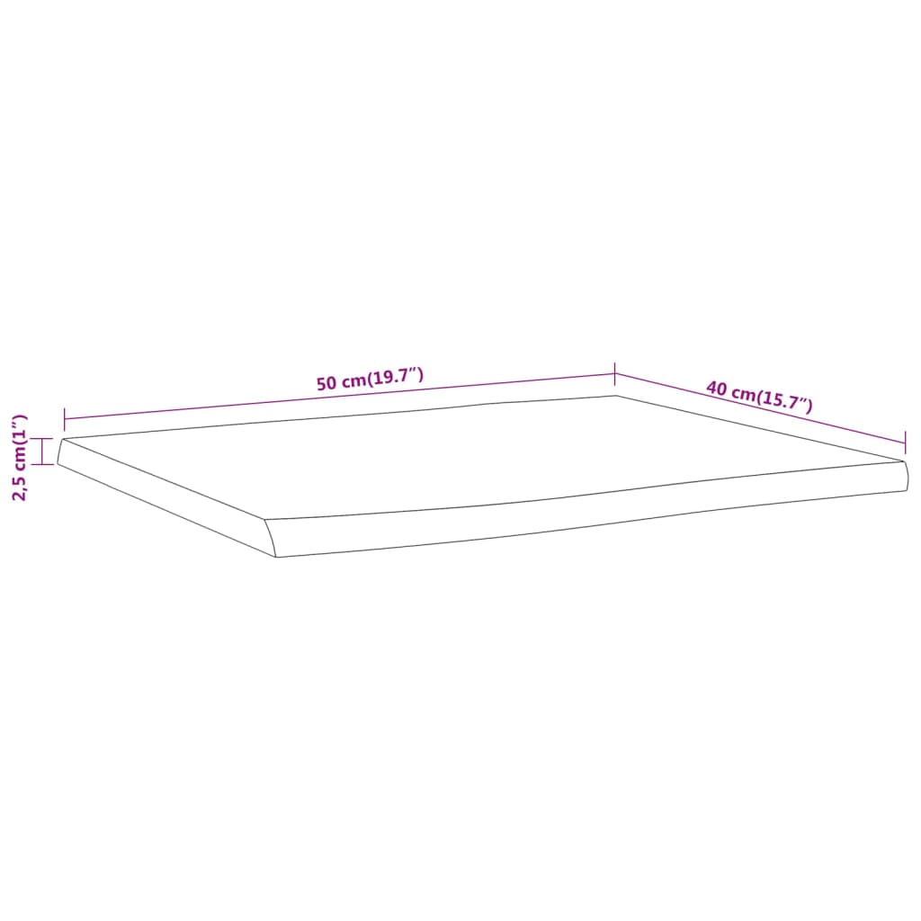 vidaXL Mesa de apoio 50x40x2,5 cm acácia maciça com borda viva