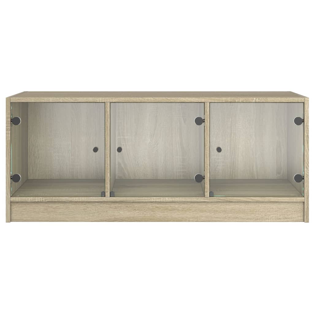 vidaXL Mesa de centro c/ portas de vidro 102x50x42 cm carvalho sonoma