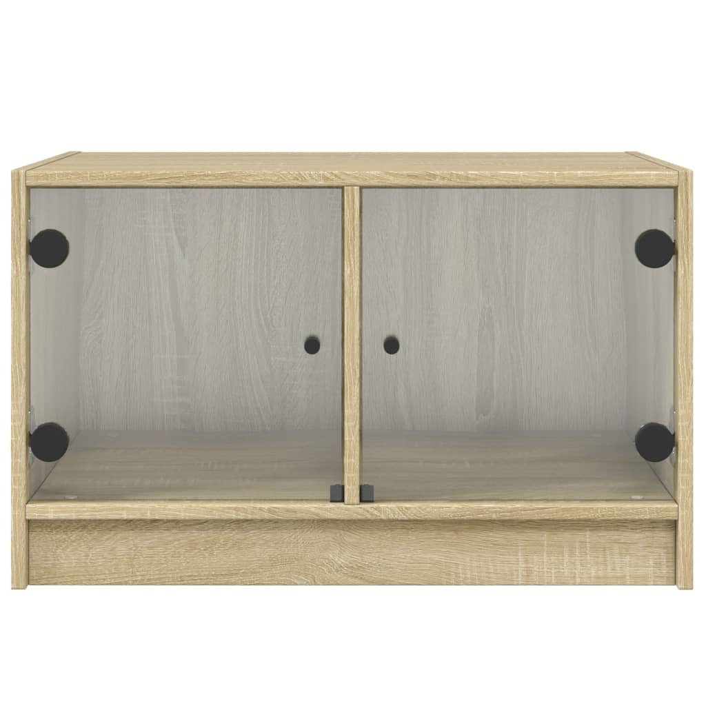 vidaXL Mesa de centro c/ portas de vidro 68x50x42 cm carvalho sonoma