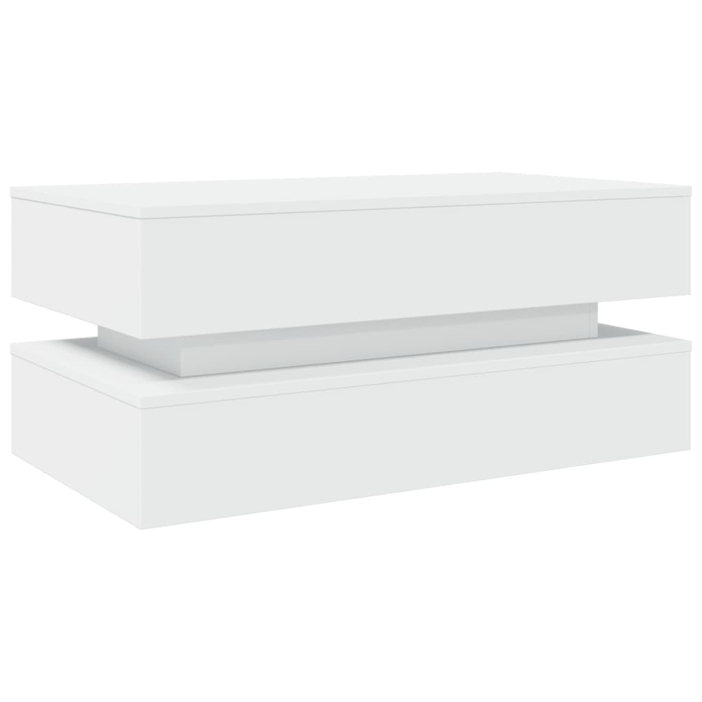 vidaXL Mesa de centro com luzes LED 90x50x40 cm branco