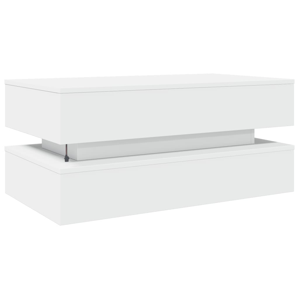 vidaXL Mesa de centro com luzes LED 90x50x40 cm branco