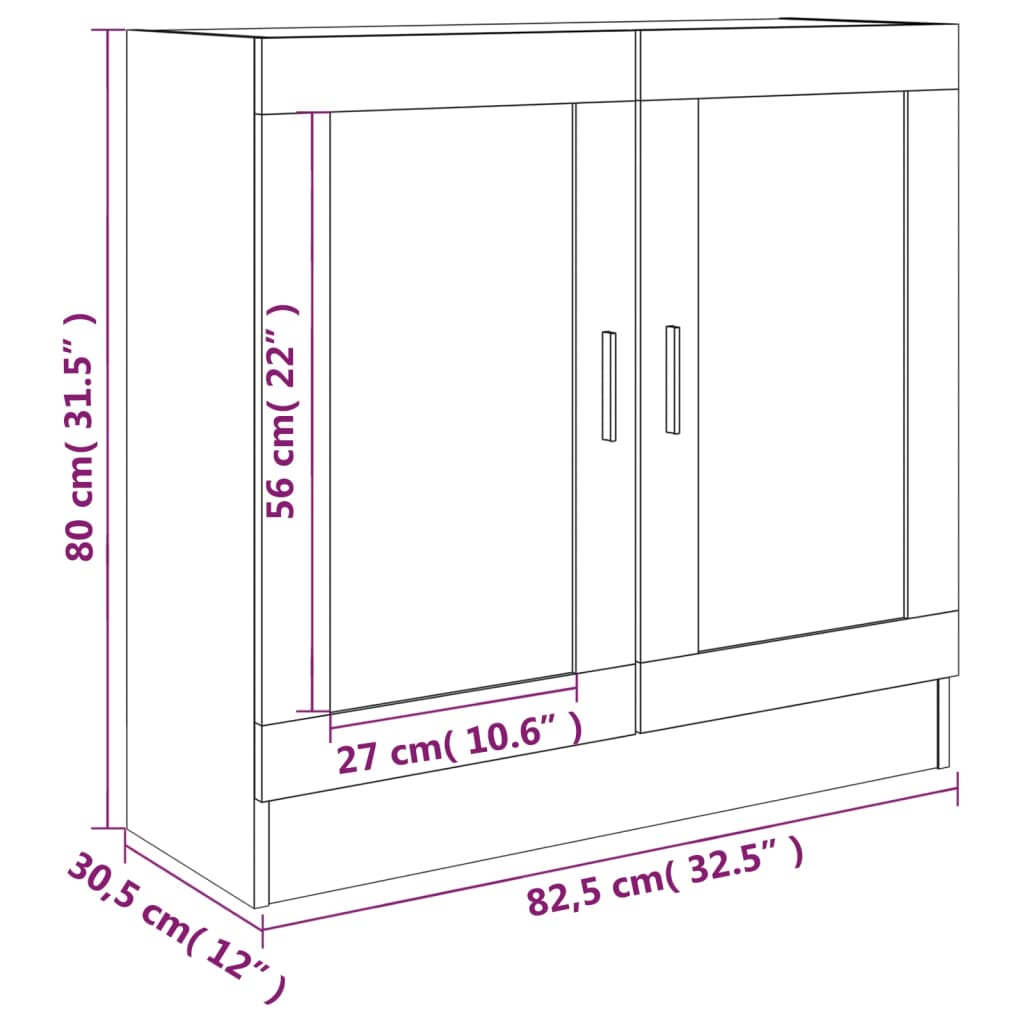 vidaXL Vitrine 82,5x30,5x80 cm derivados de madeira carvalho fumado