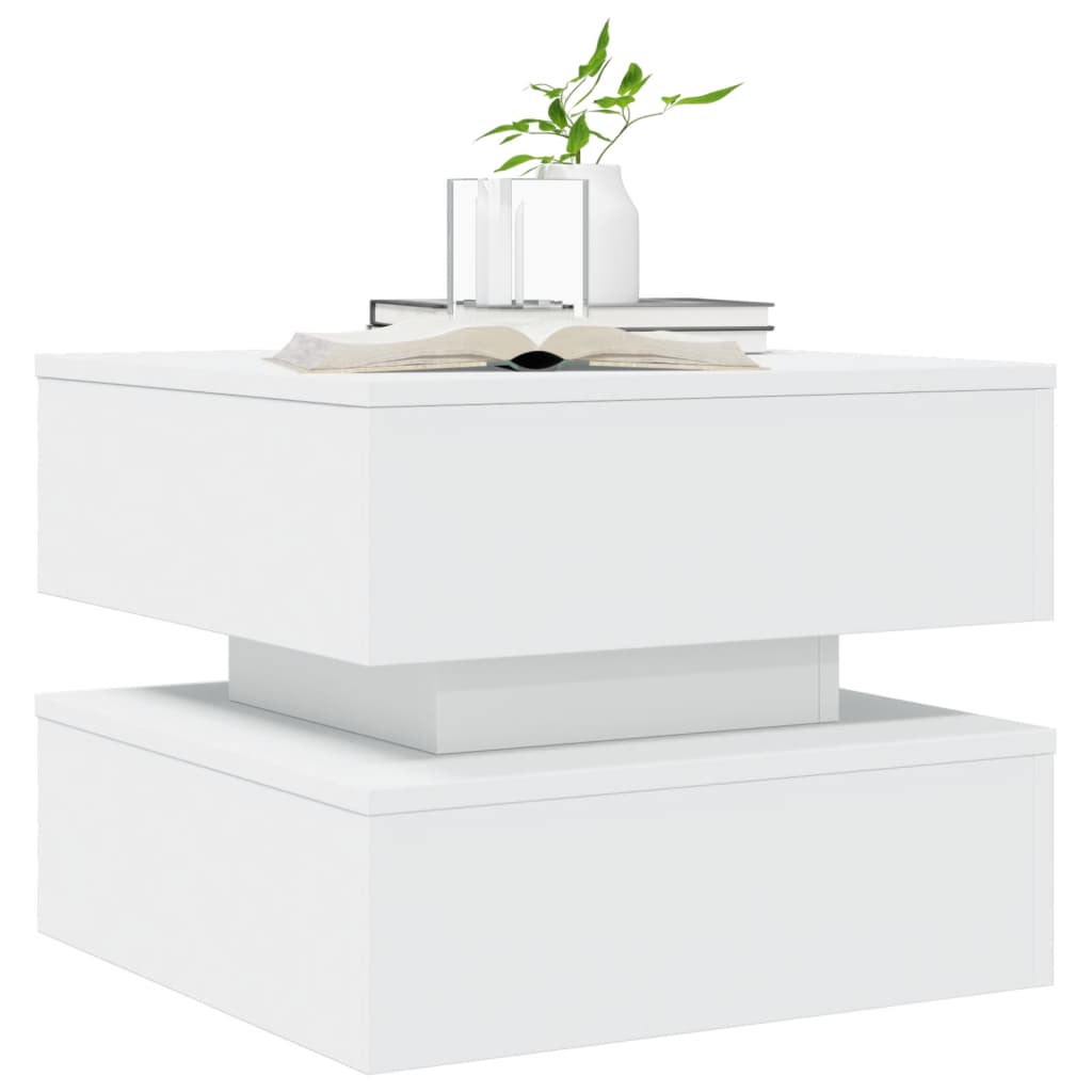 vidaXL Mesa de centro com luzes LED 50x50x40 cm branco