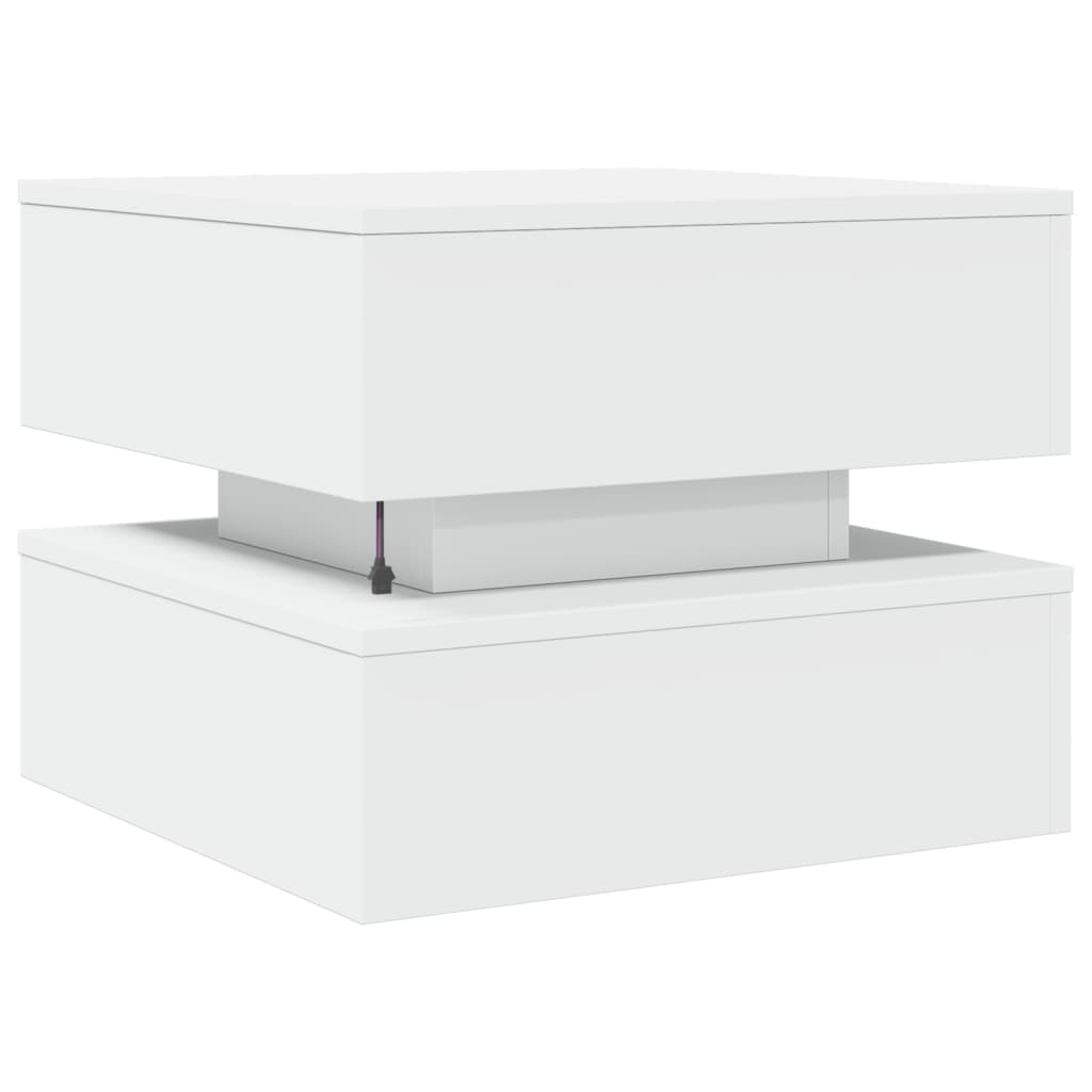 vidaXL Mesa de centro com luzes LED 50x50x40 cm branco