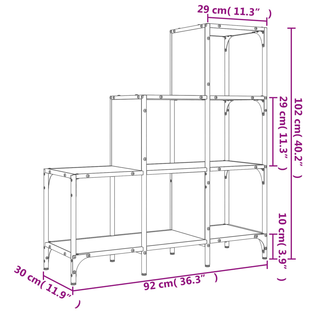 vidaXL Estante 92x30x102 cm deriv. de madeira/metal carvalho castanho