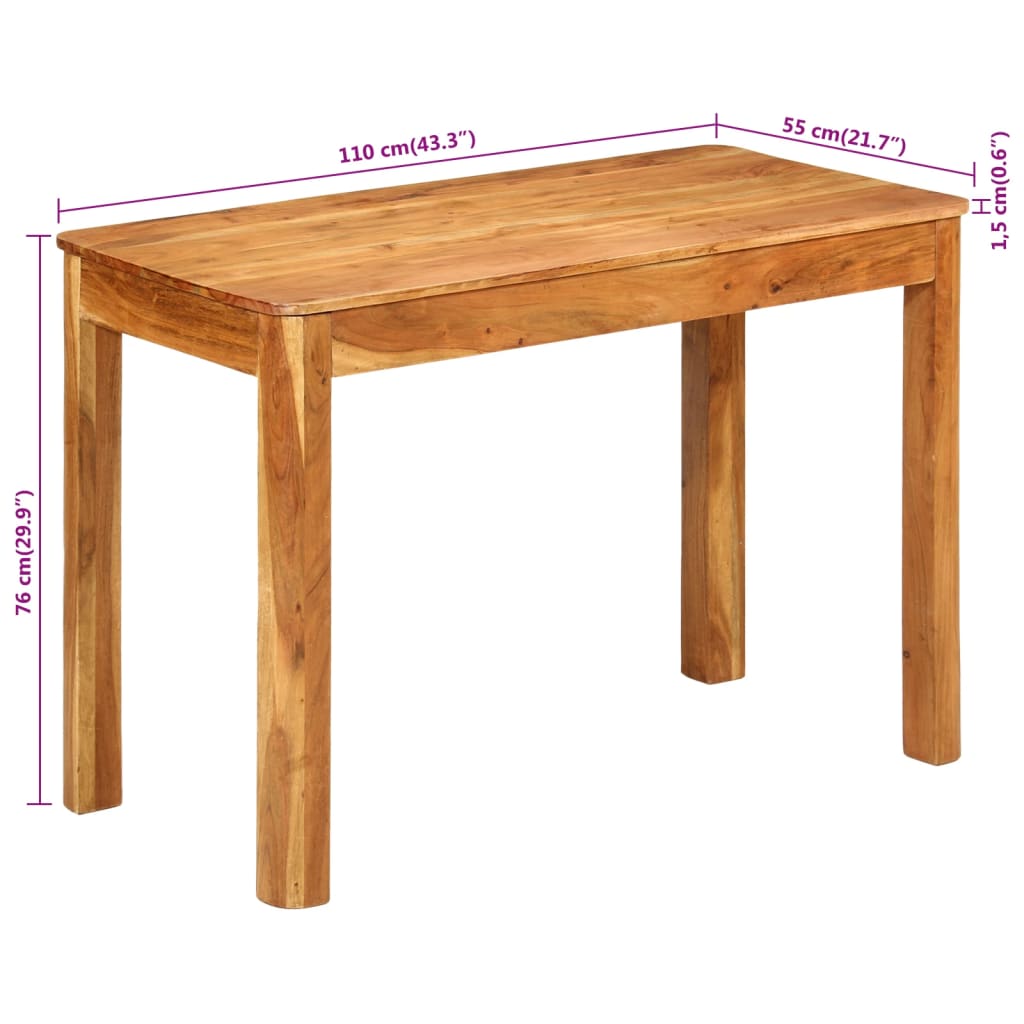 vidaXL Mesa de jantar 110x55x76 cm madeira de acácia maciça