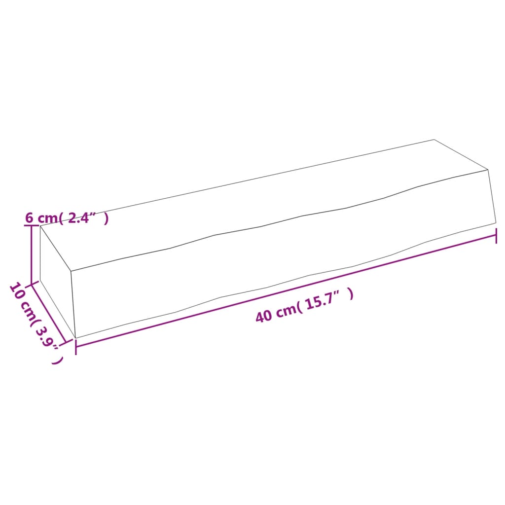 vidaXL Prateleira de parede 40x10x6 cm carvalho maciço não tratado