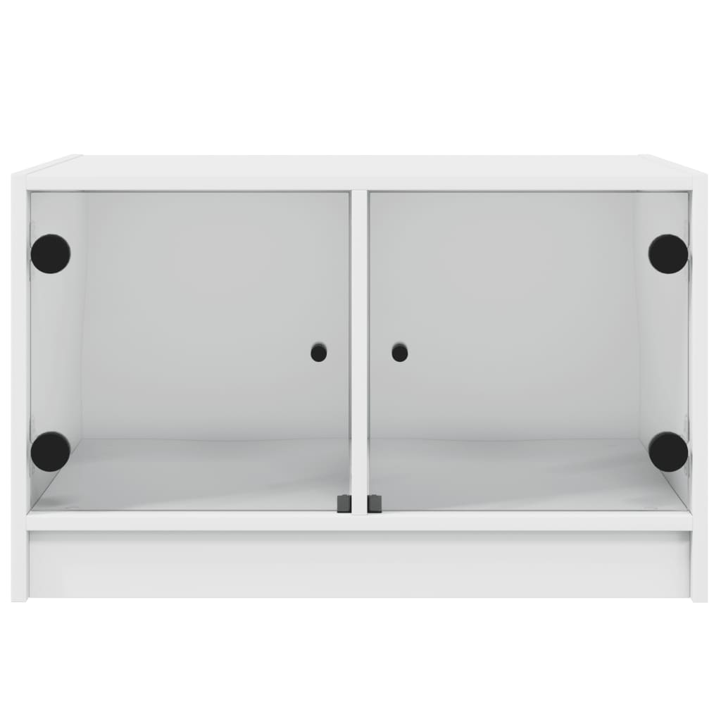 vidaXL Mesa de centro c/ portas de vidro 68x50x42 cm branco