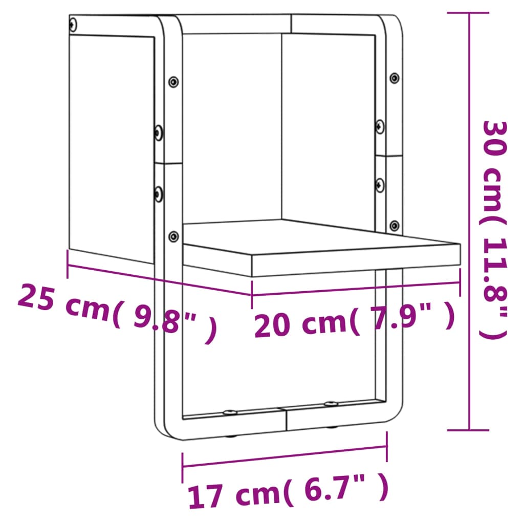 vidaXL Prateleira de parede com barra 20x25x30 cm carvalho fumado