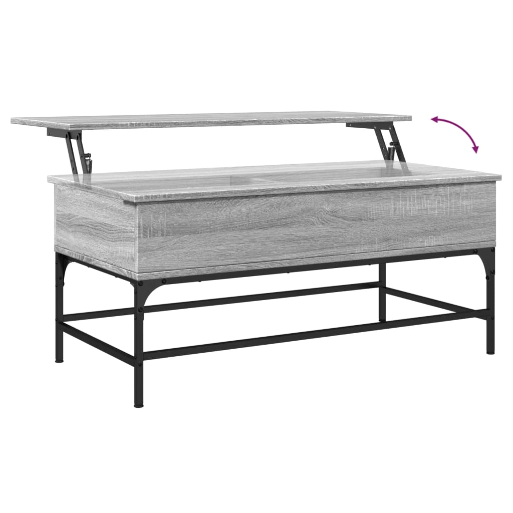 vidaXL Mesa de centro 100x50x45cm derivados madeira/metal cinza sonoma