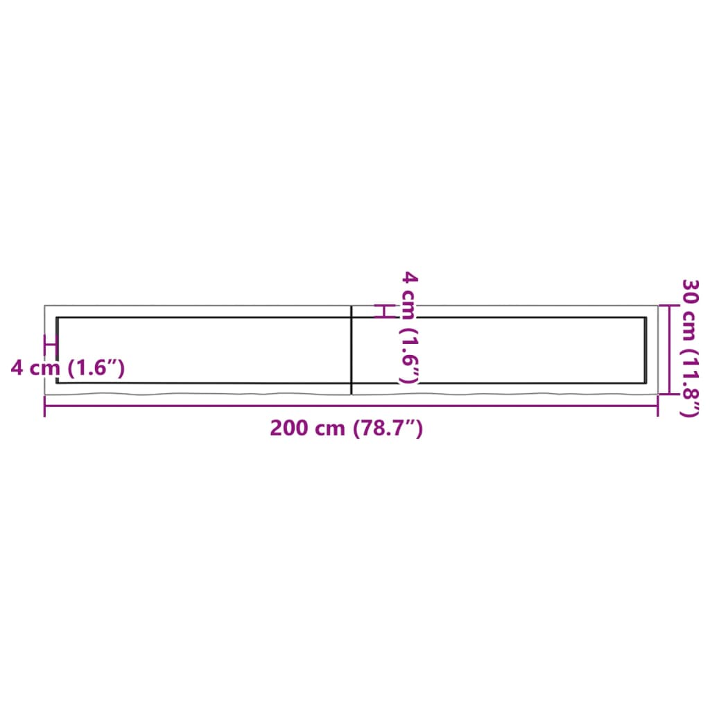 vidaXL Prateleira de parede 200x30x(2-4)cm carvalho maciço não tratado