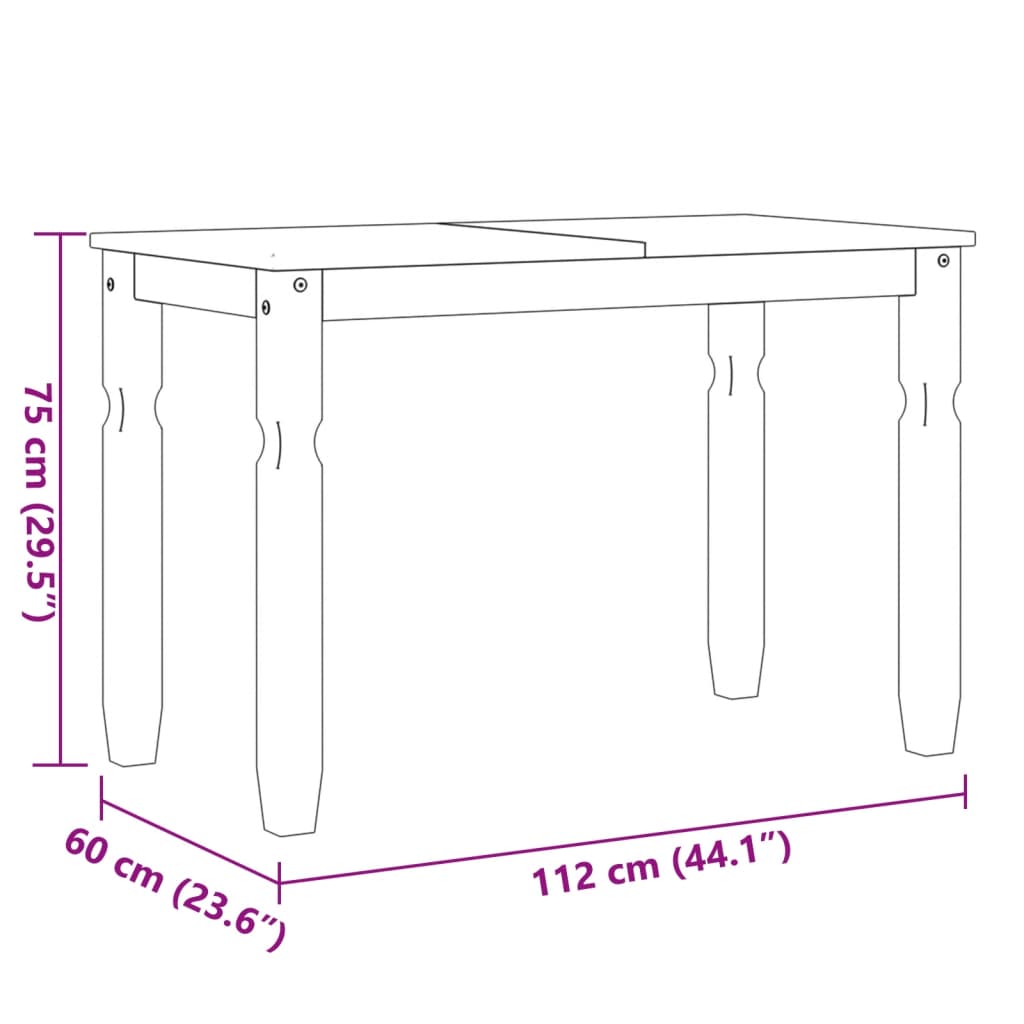 vidaXL Mesa de jantar Corona 112x60x75 cm madeira pinho maciça branco