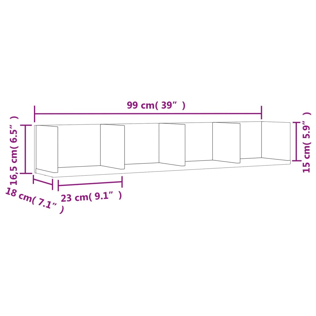 vidaXL Armário de parede 99x18x16,5 cm derivados de madeira branco