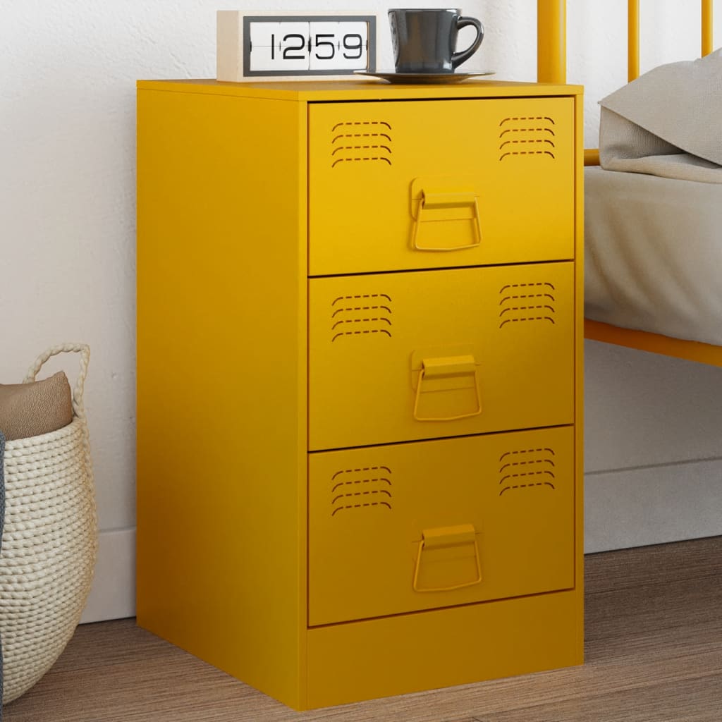 vidaXL Mesa de cabeceira 34,5x39x62 cm aço amarelo mostarda