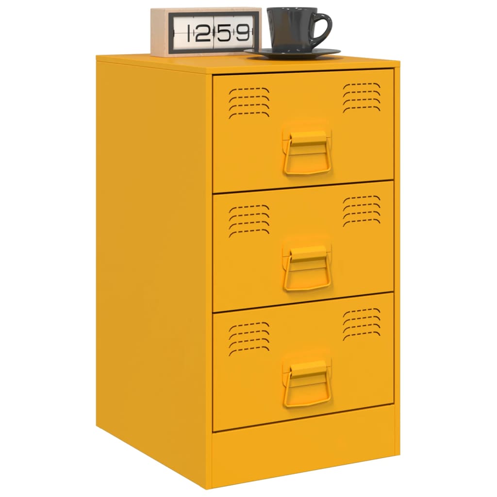 vidaXL Mesa de cabeceira 34,5x39x62 cm aço amarelo mostarda