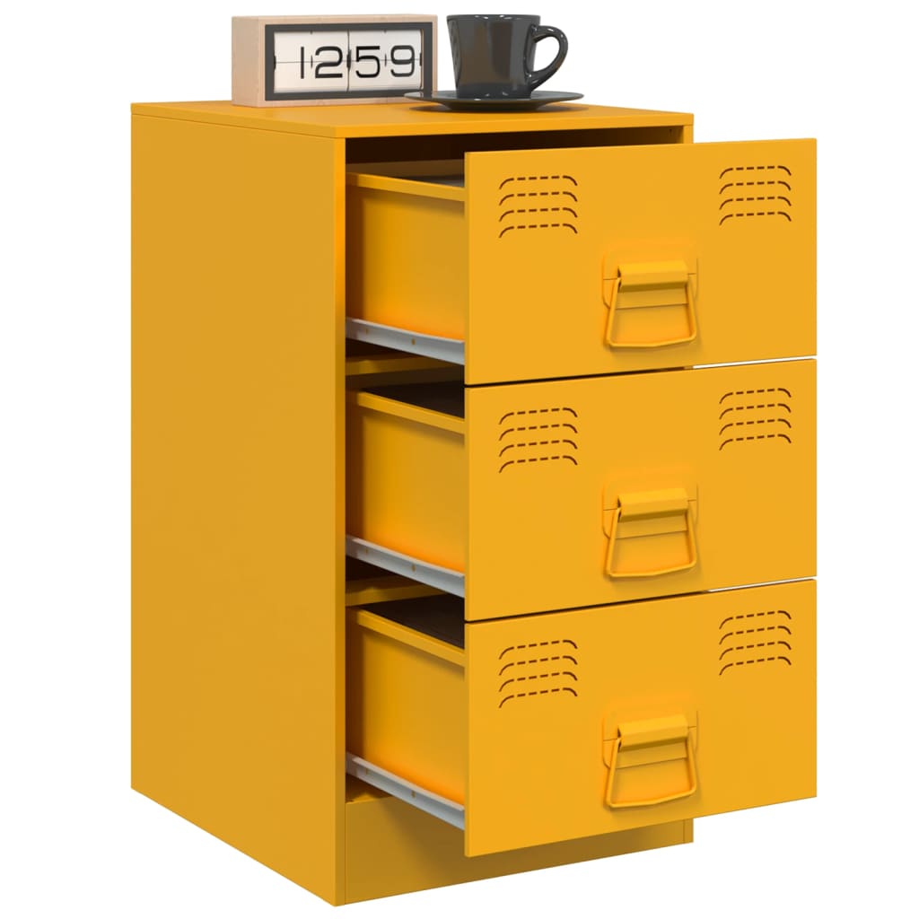 vidaXL Mesa de cabeceira 34,5x39x62 cm aço amarelo mostarda